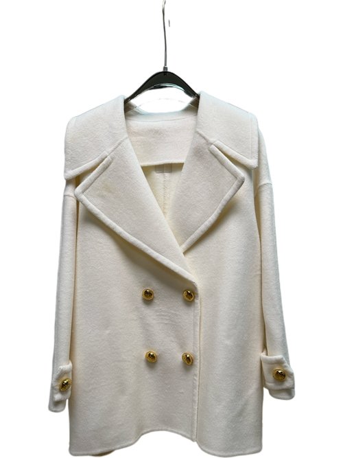 Loewe Casual Woolen Coat in White and Camel, 90% Wool 10% Cashmere