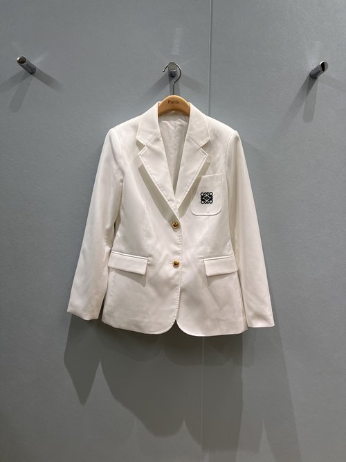 Loewe College Style Suit Jacket with Embroidered Logo Pocket