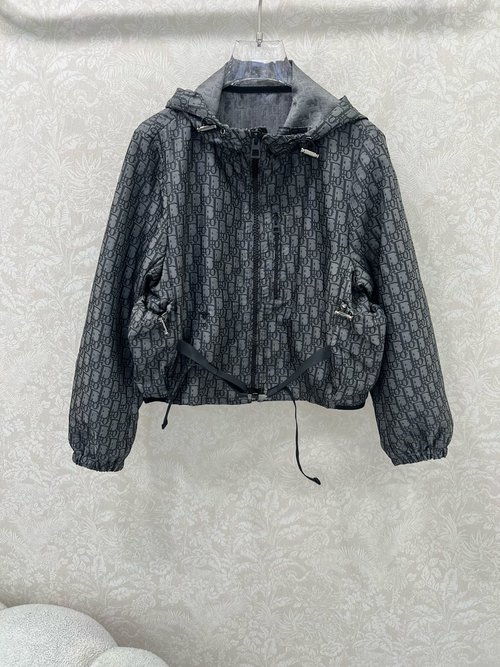 Dior High - end Grey Floral Jacquard Long - sleeve Blazer