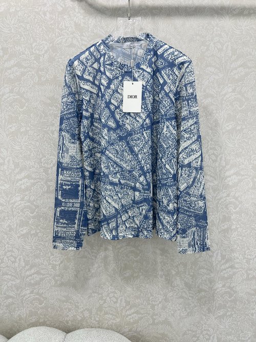 Dior Mesh Bodysuit with City Map Print, Ideal for Layering