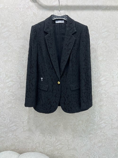 Dior Classic Lace Water - Soluble Flower Blazer with Bee Embroidery