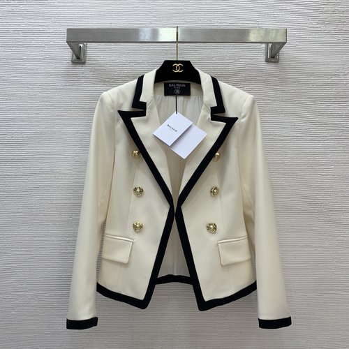 Balmain Exclusive Custom Contrast-trimmed Double-breasted Suit Jacket