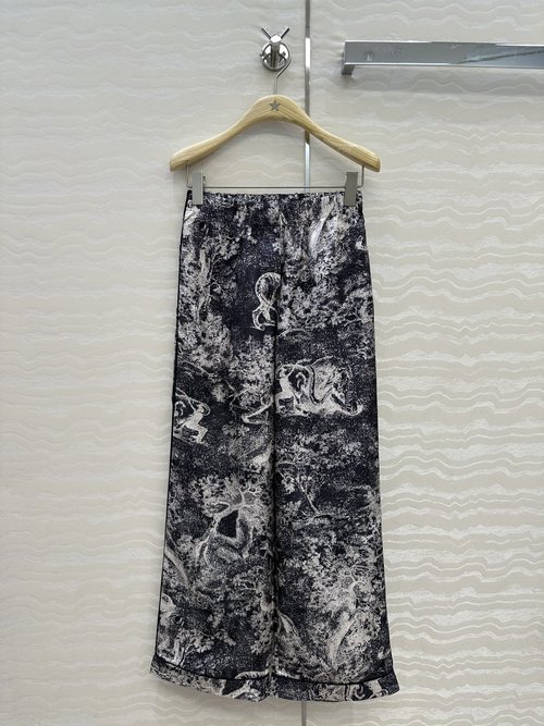 Dior Exclusive Pajama-Style Silk Trousers with Zoo Jouy Print