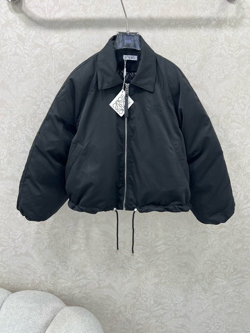 Loewe Short Windbreaker with Embroidery and Drawstring, Slim and Chic, New Arrival