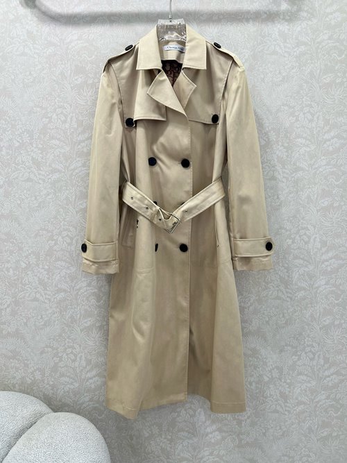 Dior Mid-Length Trench Coat with Classic Embroidery and Distinctive Back