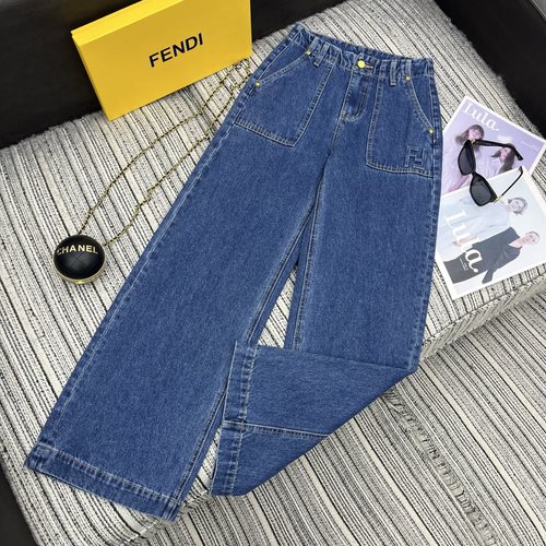 Fendi Double F Embossed Straight Jeans
