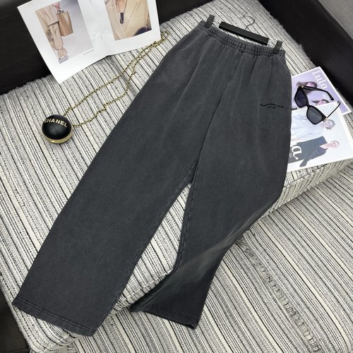 Alexander Wang Vintage Embroidered Zip-Up Sweatshirt and Wide-Leg Pants Combination