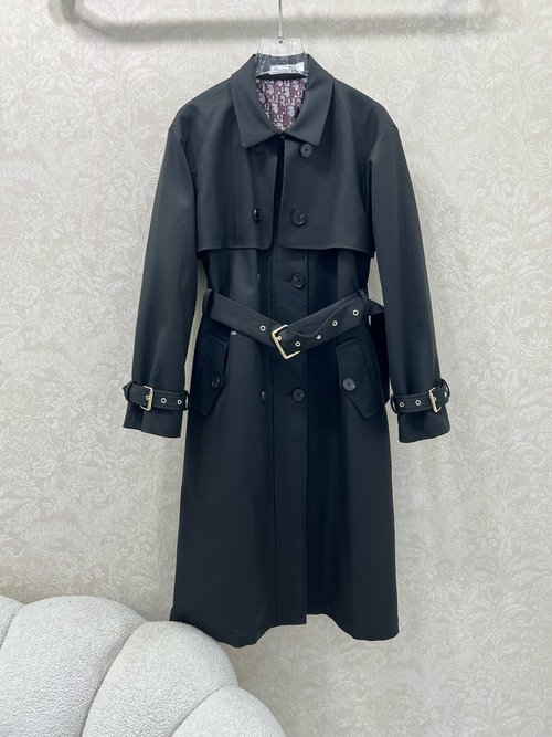 Dior Classic Belted Trench Coat with Custom Lining and Premium Details