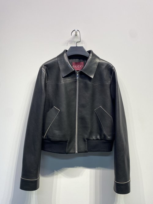 Gucci Stylish Collared Jacket Crafted from Imported Sheepskin