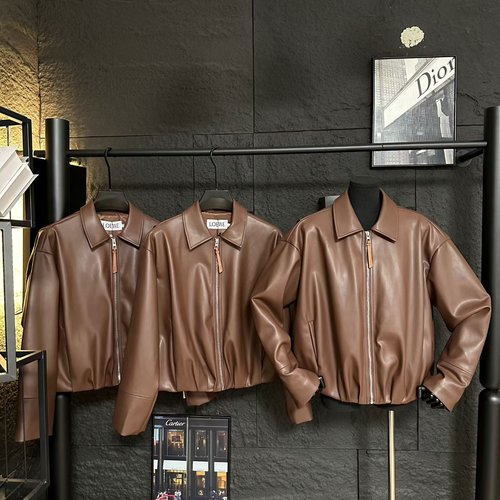 Loewe Retro-Modern Short Leather Jacket with Asymmetric Back Pleats