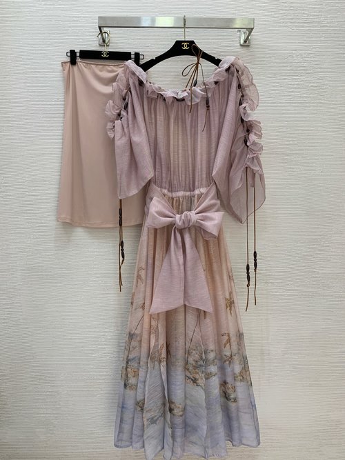 Zimmermann Customized Resort-style Dress with Palm Print and Beads