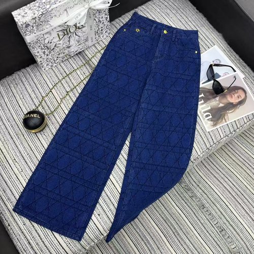 Dior New Checkered Straight - Leg Denim Trousers