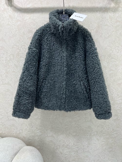 Dior Zipper Teddy Faux Fur Coat with Soft Texture and Collar Design