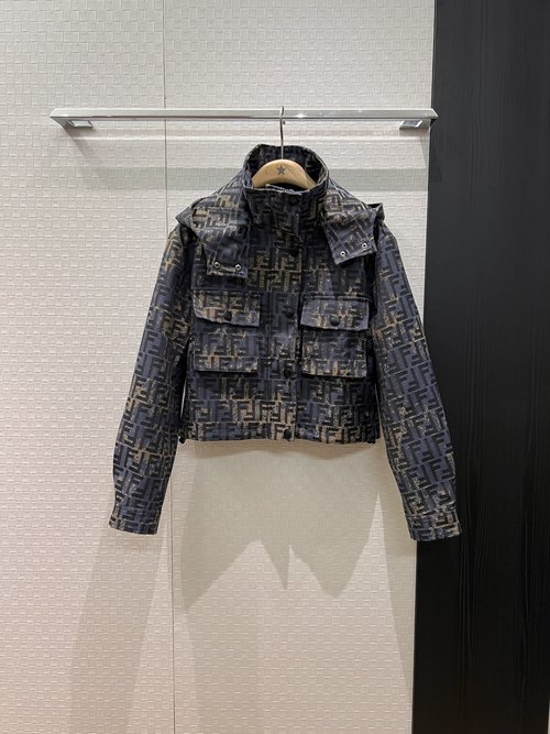 Fendi Classic Double F Jacquard Tie - Dye Jacket with Detachable Hat