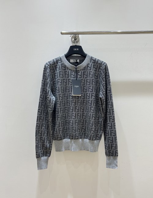 Fendi Classic Monogram Double F Knit Sweater, Stylish and Warm