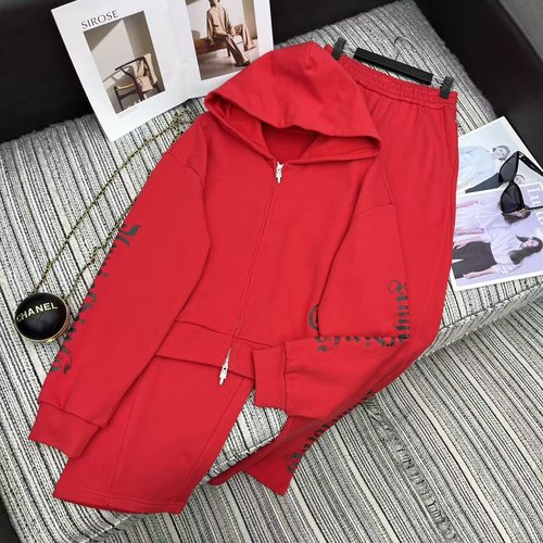 Chrome Hearts Recommended Hooded Sweatshirt and Straight Pants Set with Print Logo