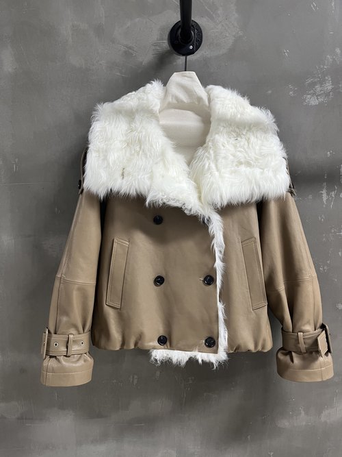 Dior Vintage Leather Padded Jacket with Turkish Lamb Wool Collar