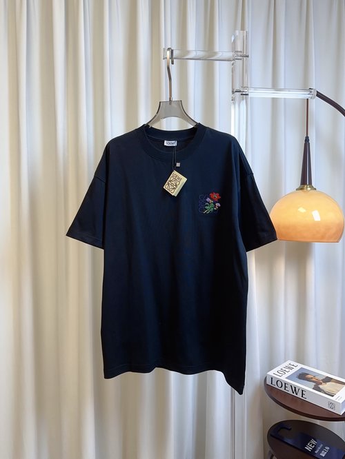 Loewe Embroidery Logo T-shirt, Customized Cotton, Comfortable and Classic