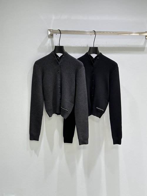 Alexander Wang Wool Blend Open Front Cardigan with Classic Trims