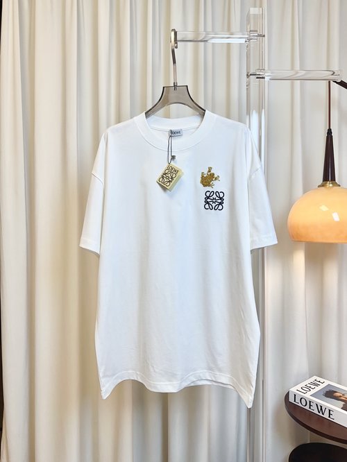 Loewe Customized Cotton T-shirt with High-density Embroidery Logo
