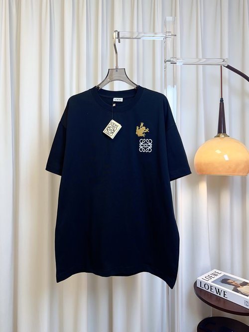 Loewe Customized Cotton T-shirt with High-density Embroidery Logo