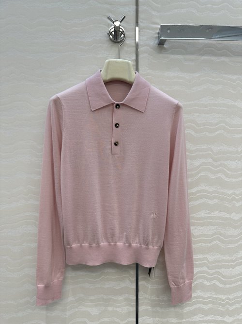 Bottega Veneta Simple and Elegant Ultra-fine Merino Wool Polo Shirt