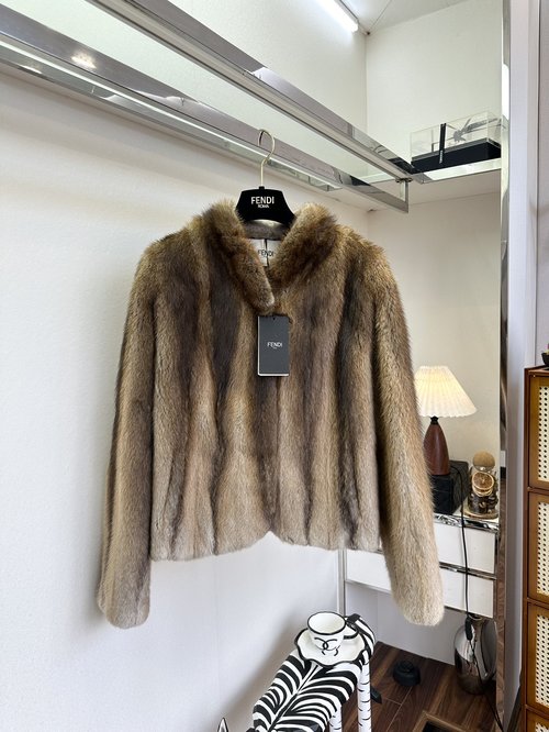 Fendi Sophisticated Imported North American Mink Coat with Gradient Color