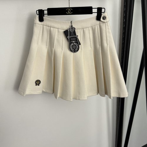 Chrome Hearts Crooked Crown Sanskrit Logo High-waisted Pleated Short Skirt in Multiple Colors