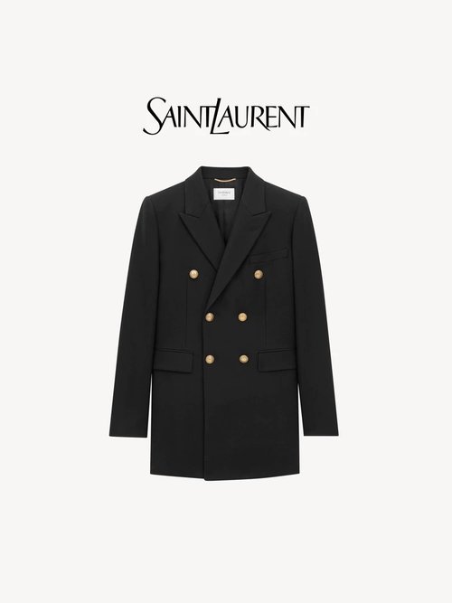 Yves Saint Laurent Exclusive Customized Wool Blazer with Gold Accessories