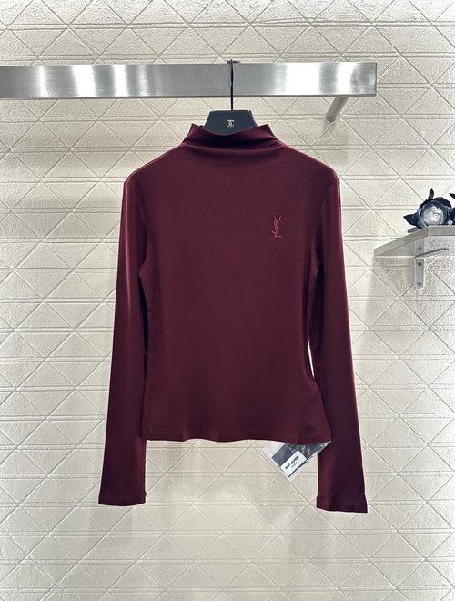 Yves Saint Laurent Customized Wool High-Neck Embroidered Logo Slim-Fit Base Layer for a Stylish Appearance