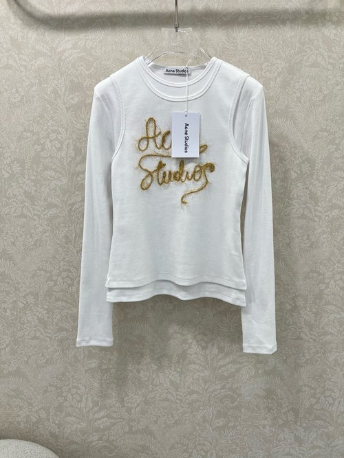 Acne Studios Letter Print Fake Two-Piece Long Sleeve, Chic and Figure-Flattering