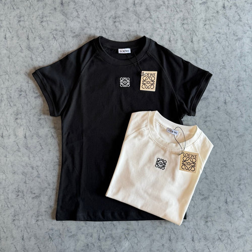 Loewe Original-Style Small Embroidery Short Sleeve T-Shirt