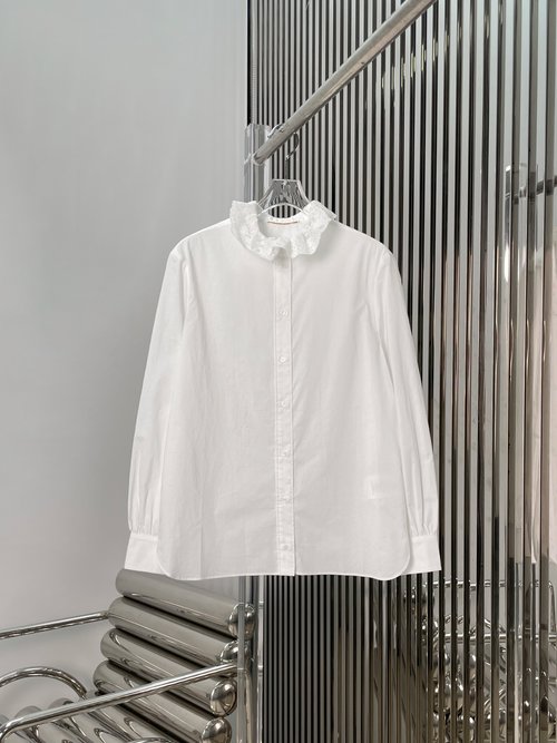 Loro Piana Lace Trimmed Collar Blouse