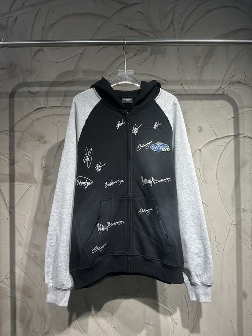 Balenciaga Handmade Graffiti Embroidered Hooded Sweatshirt with Authentic Fabric