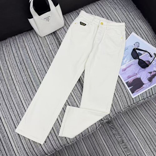 Prada Pencil Jeans with Inverted Triangle Logo and Fleece Lining