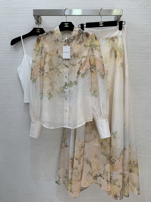 Zimmermann High-End Customized Three-Piece Set with Vintage Prints