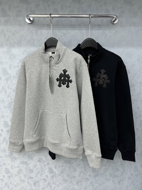 Chrome Hearts Classic Patchwork Half-Zip Fleece Hoodie
