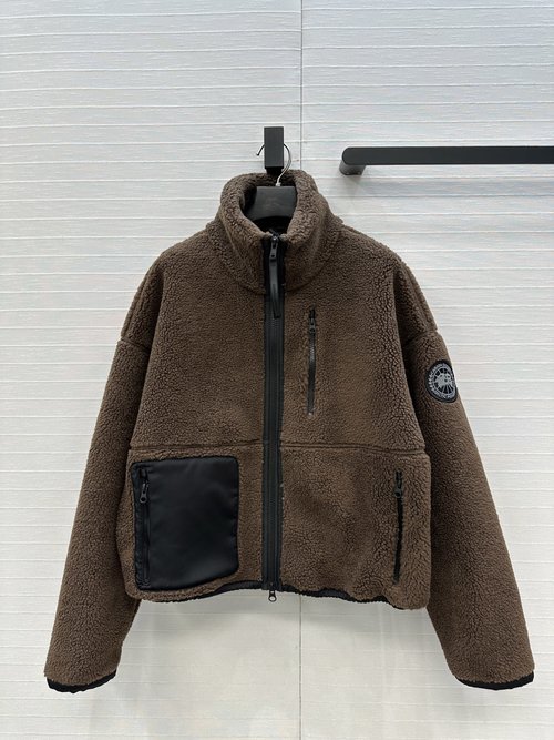 Canada Goose New Particle Fleece Wool Zipper Jacket with Classic Stand-collar Design