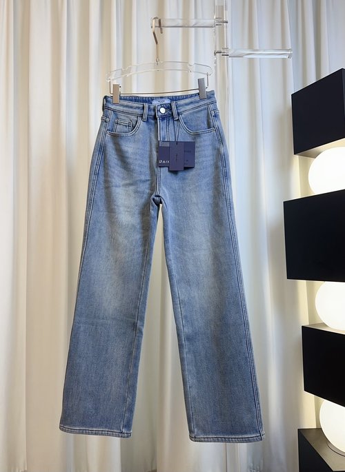 Prada Logo Jeans, Thickened, Warm and Fashionable Wide-Leg Design