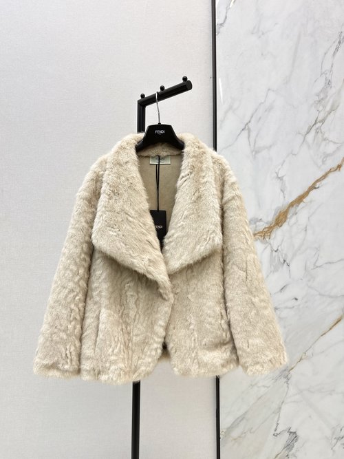 Fendi Faux Fur Short Coat with Smooth Touch and Two Colors
