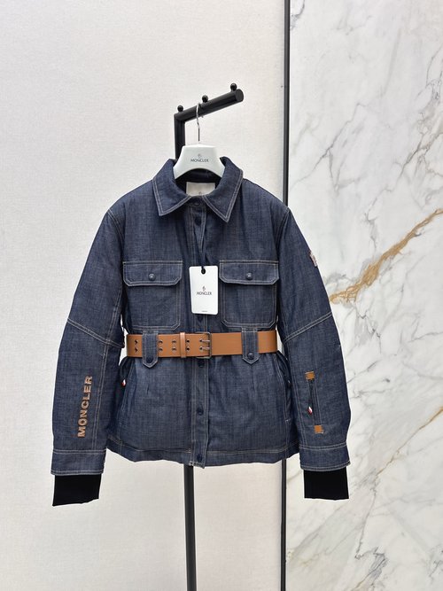 Moncler Denim Standing Collar Down Jacket in Y2K Inspired Style