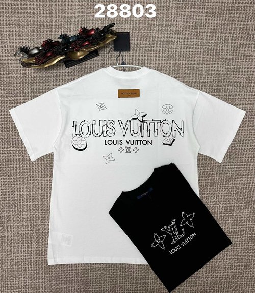 Louis Vuitton Embroidered Cotton T-Shirt in Black and White