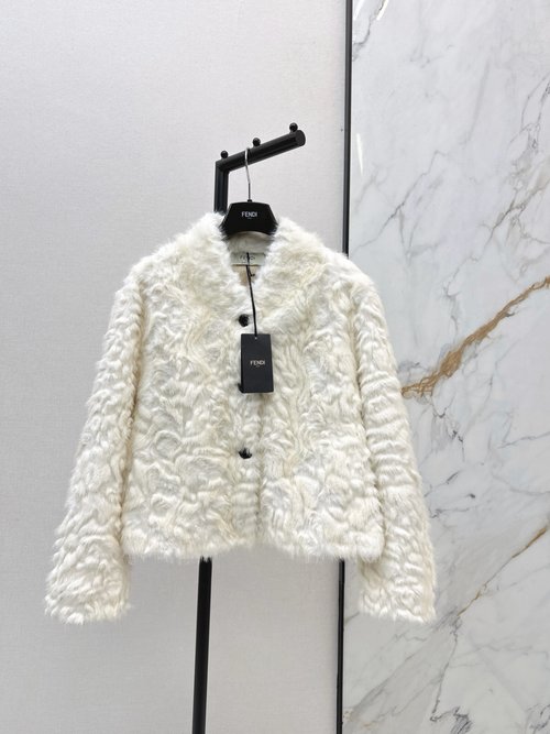 Fendi Chic Classic Short Faux Fur Jacket with Luxurious Feel