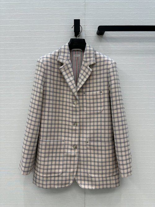 The Row Classic Style Pink Check Tweed Blazer