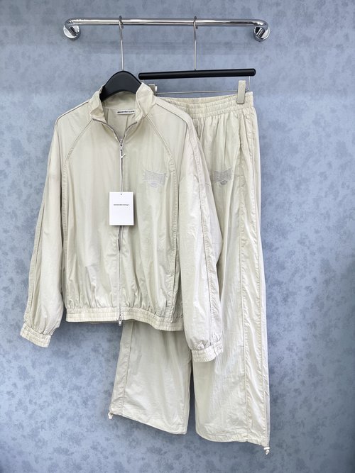 Alexander Wang Classic Workwear Set: Zipper Embroidered Jacket & Pants