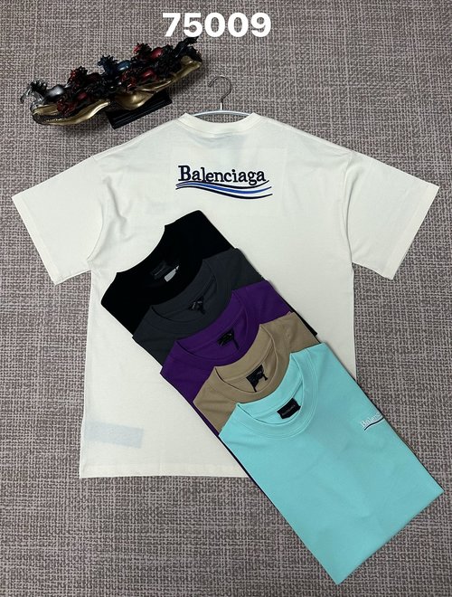 Balenciaga Embroidered Plain Cotton Fabric with Double Yarn