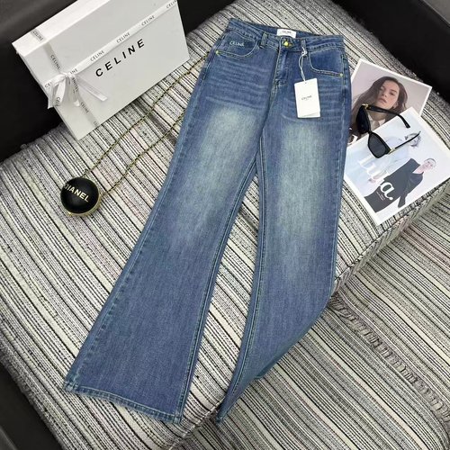 Celine Recommended Flared Jeans with Embroidered Letters