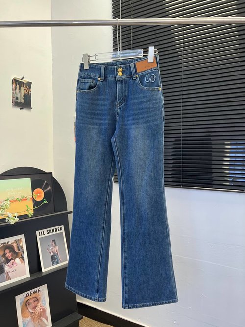 Loro Piana Two-button Bowknot Jeans in Soft Custom Fabric