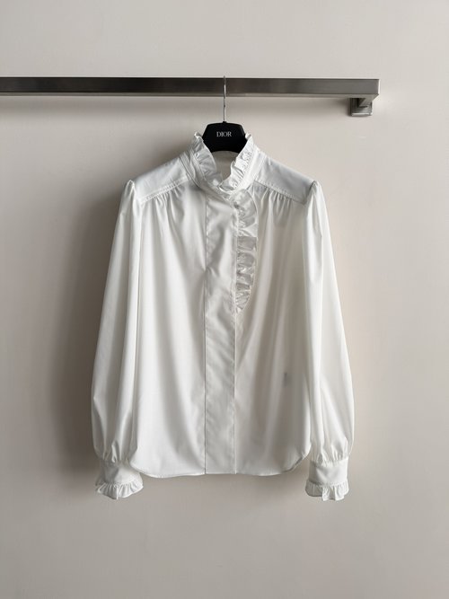 Loro Piana French Vintage Collar Lace Long Sleeve Shirt, Style Practicality