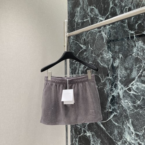 Alexander Wang Elastic-Waisted Velvet Sequined Skirt with Brand Logo